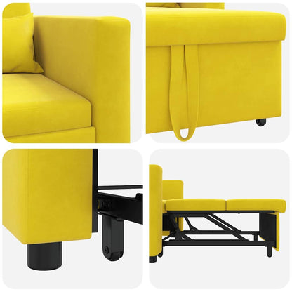 Divano Letto Singolo con ruote Giallo 90 x 165 x 87 cm Velluto