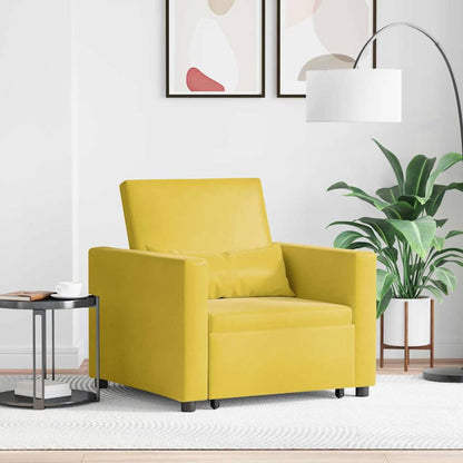 Divano Letto Singolo con ruote Giallo 90 x 165 x 87 cm Velluto
