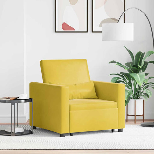 Divano Letto Singolo con ruote Giallo 90 x 165 x 87 cm Velluto