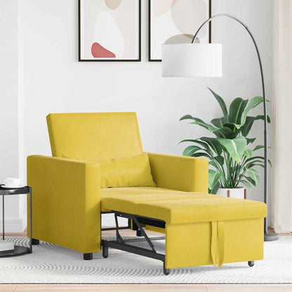 Divano Letto Singolo con ruote Giallo 90 x 165 x 87 cm Velluto