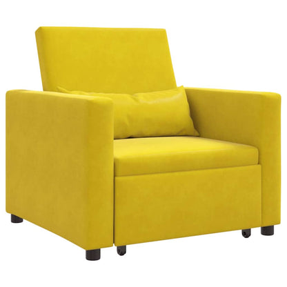 Divano Letto Singolo con ruote Giallo 90 x 165 x 87 cm Velluto