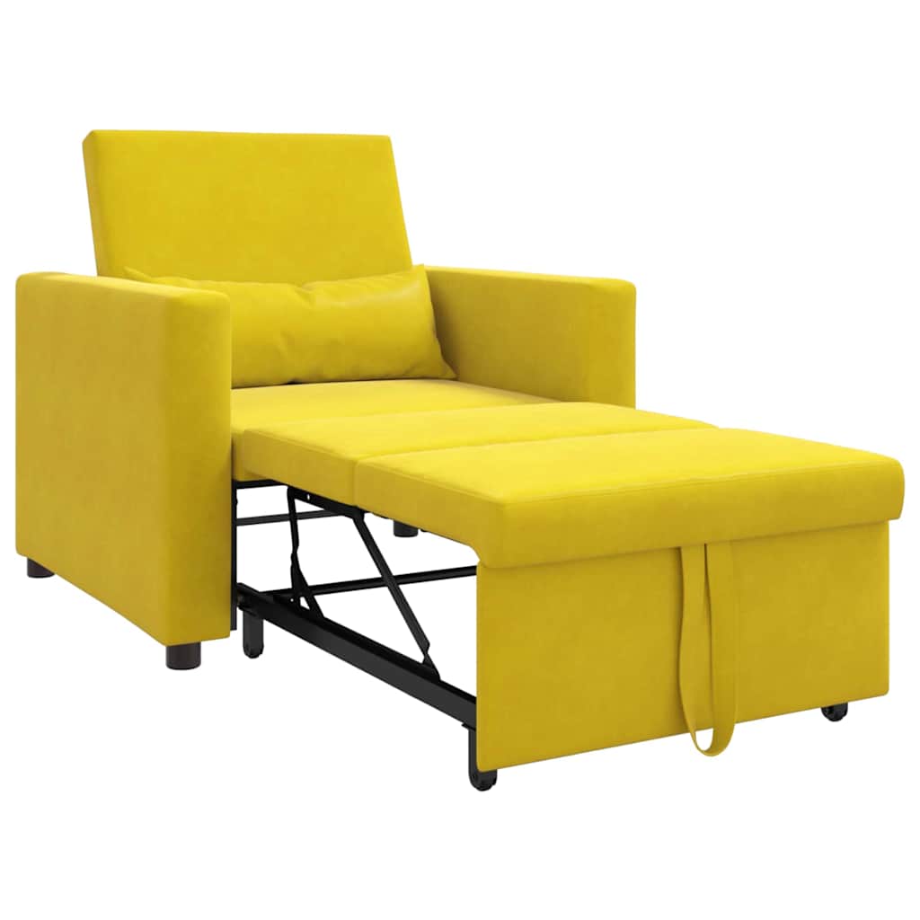 Divano Letto Singolo con ruote Giallo 90 x 165 x 87 cm Velluto