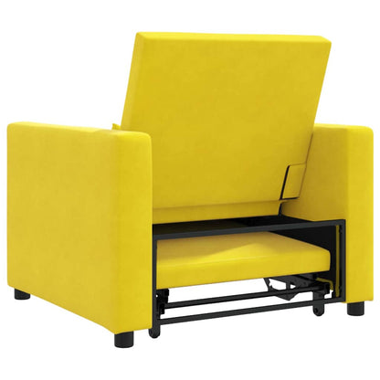 Divano Letto Singolo con ruote Giallo 90 x 165 x 87 cm Velluto