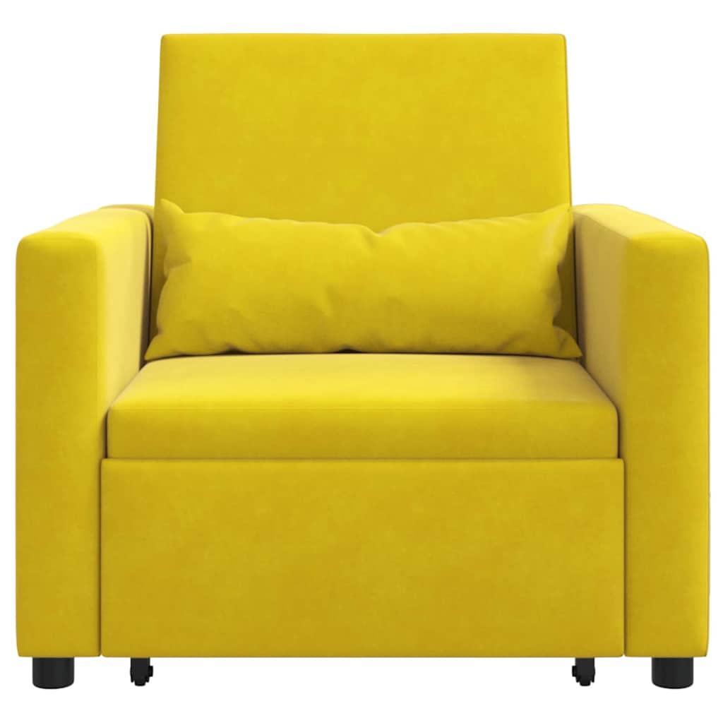 Divano Letto Singolo con ruote Giallo 90 x 165 x 87 cm Velluto