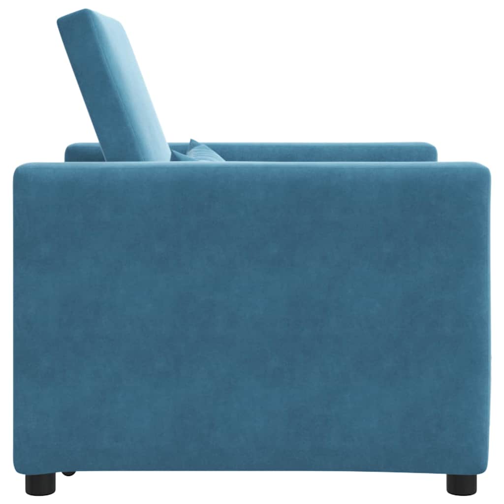 Divano Letto Singolo con ruote Blu 90 x 165 x 87 cm Velluto
