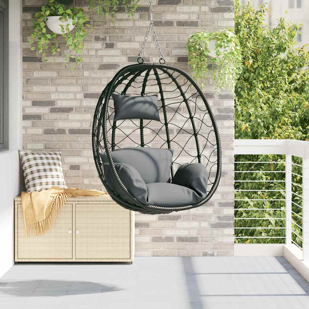 Sedia uovo sospesa Antracite 91,5 x 54,5 x 107 cm polyrattan | homemem39