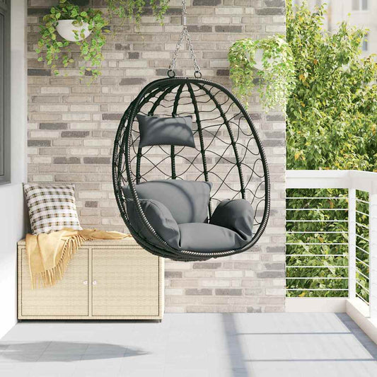 Sedia uovo sospesa polyrattan 91,5 x 54,5 x 107 cm Antracite