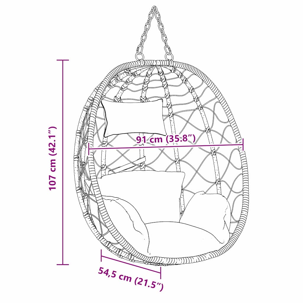 Sedia uovo sospesa Bianco crema 91.5 x 60 x 110 cm polyrattan