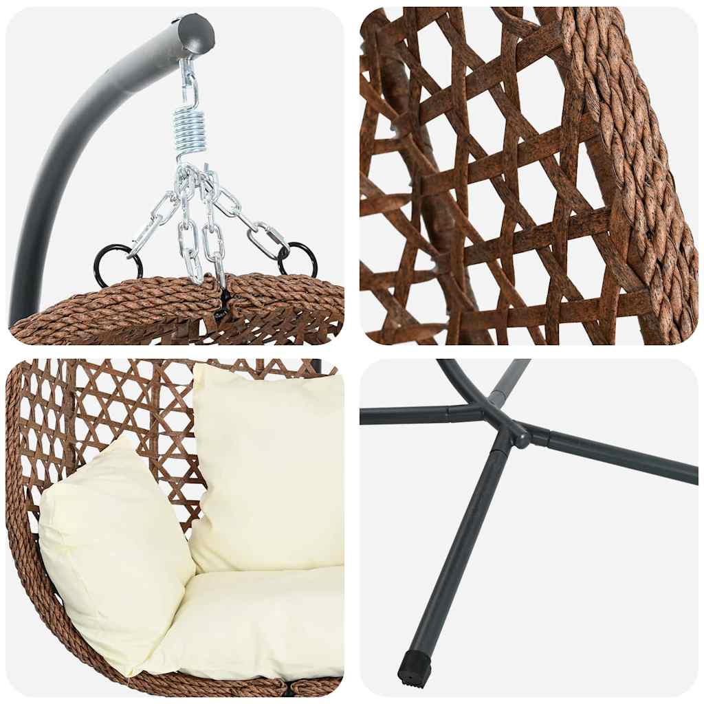 Sedia uovo sospesa Crema Chiara 104 x 100 x 191 cm polyrattan | homemem39