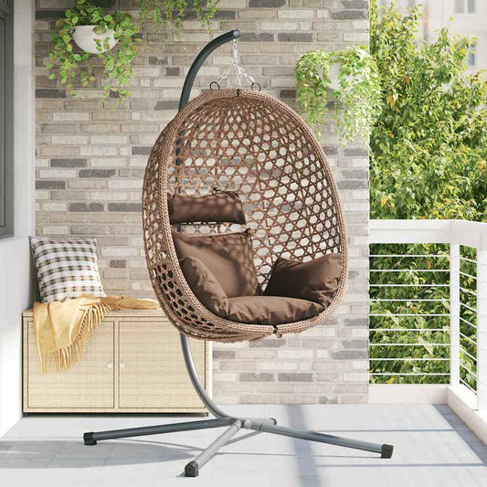 Sedia uovo sospesa Caffè 104 x 100 x 191 cm polyrattan