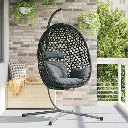 Sedia uovo sospesa Antracite e nero 104 x 100 x 191 cm | homemem39
