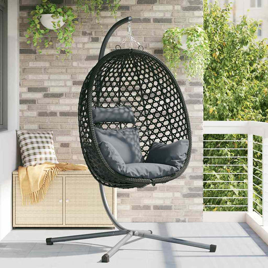 Sedia uovo sospesa Antracite e nero 104 x 100 x 191 cm