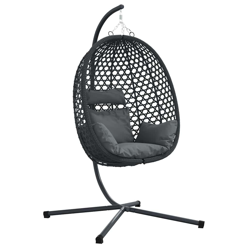 Sedia uovo sospesa Antracite e nero 104 x 100 x 191 cm | homemem39