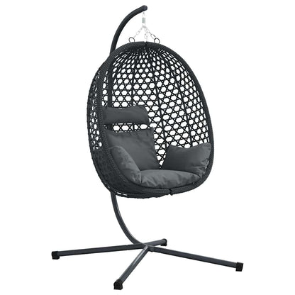 Sedia uovo sospesa Antracite e nero 104 x 100 x 191 cm | homemem39