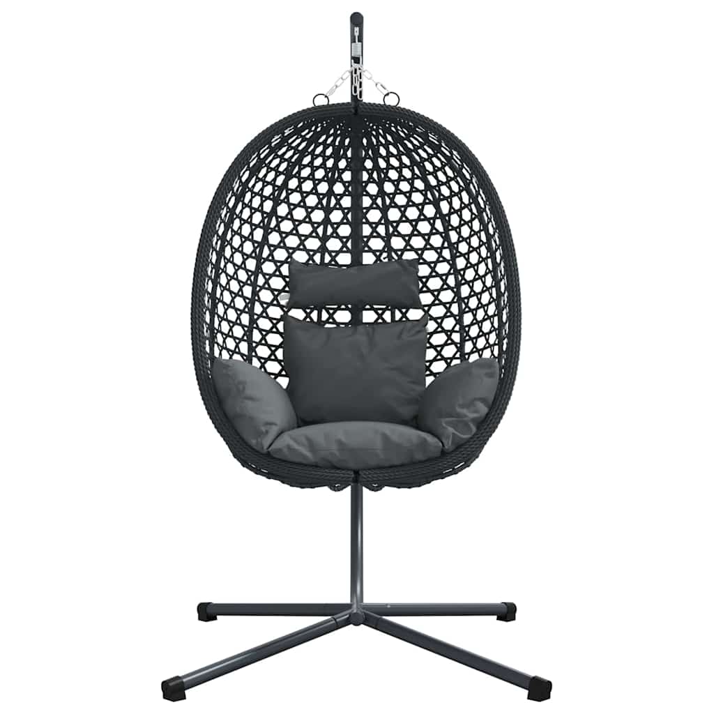 Sedia uovo sospesa Antracite e nero 104 x 100 x 191 cm | homemem39