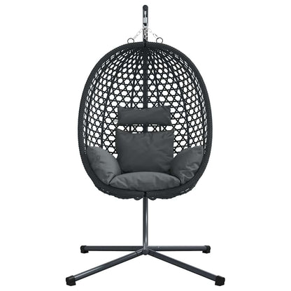 Sedia uovo sospesa Antracite e nero 104 x 100 x 191 cm | homemem39