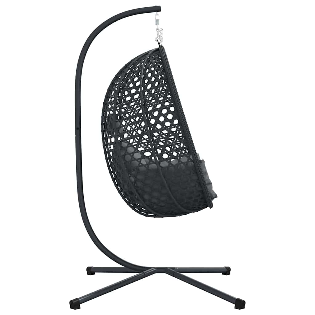 Sedia uovo sospesa Antracite e nero 104 x 100 x 191 cm | homemem39