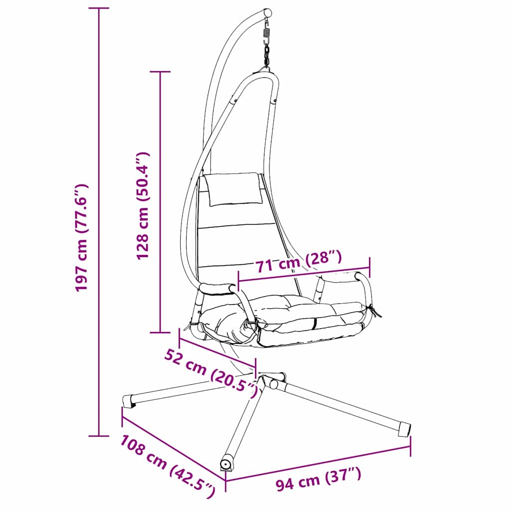 Sedia uovo sospesa Caffè 94 x 107 x 196.5 cm Acciaio
