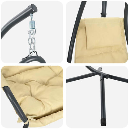 Sedia uovo sospesa Beige 94 x 107 x 196.5 cm Acciaio