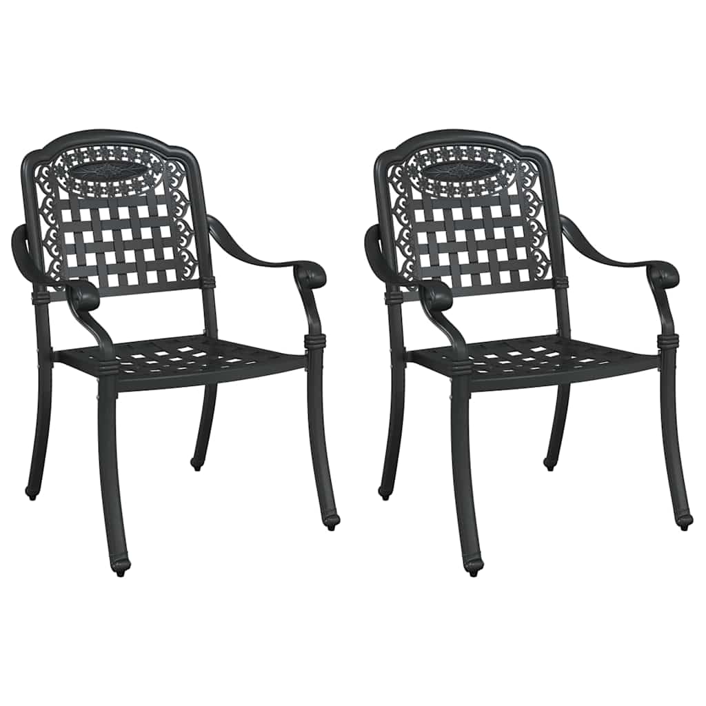Sedia da Giardino 2 pcs Nero 55 x 56.5 x 91cm Alluminio