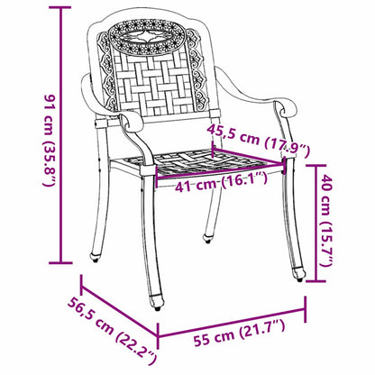 Sedia da Giardino 2 pcs Bianco 55 x 56,5 x 91cm Alluminio