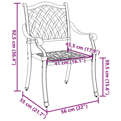 Sedia da Giardino 2 pcs Verde 56 x 55 x 92.5cm Alluminio