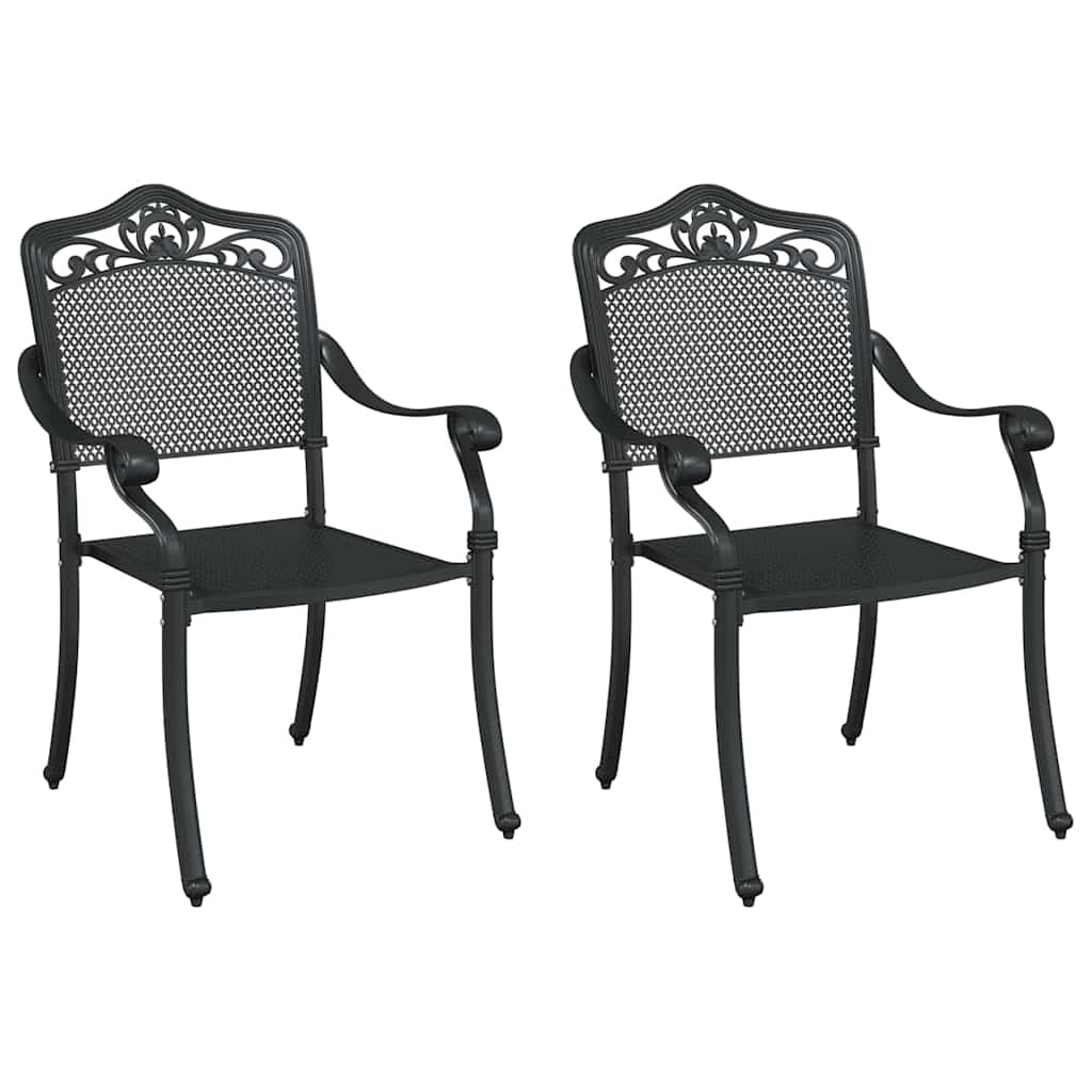 Sedia da Giardino 2 pcs Nero 55 x 56.5 x 91cm Alluminio