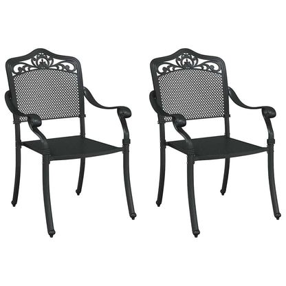 Sedia da Giardino 2 pcs Nero 55 x 56.5 x 91cm Alluminio