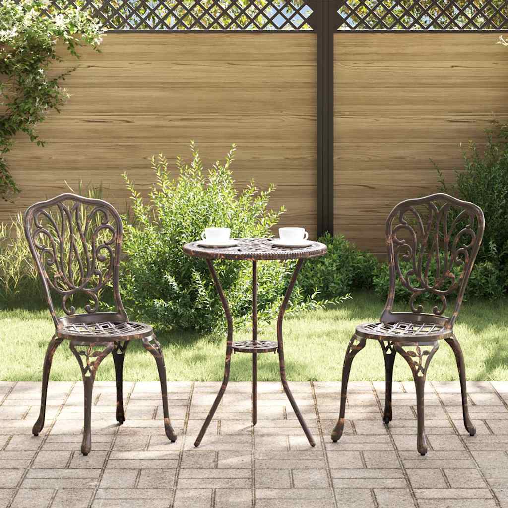 Set Bistro da Giardino 3 pcs Bronzo Alluminio