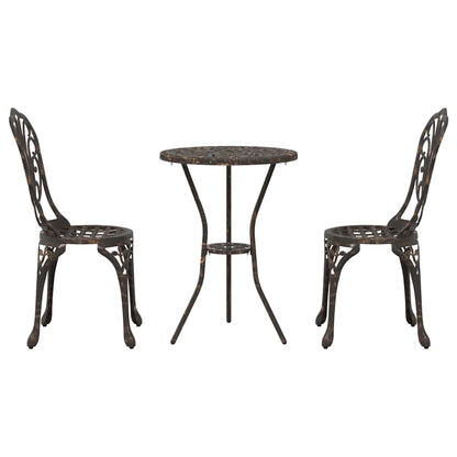 Set Bistro da Giardino 3 pcs Bronzo Alluminio