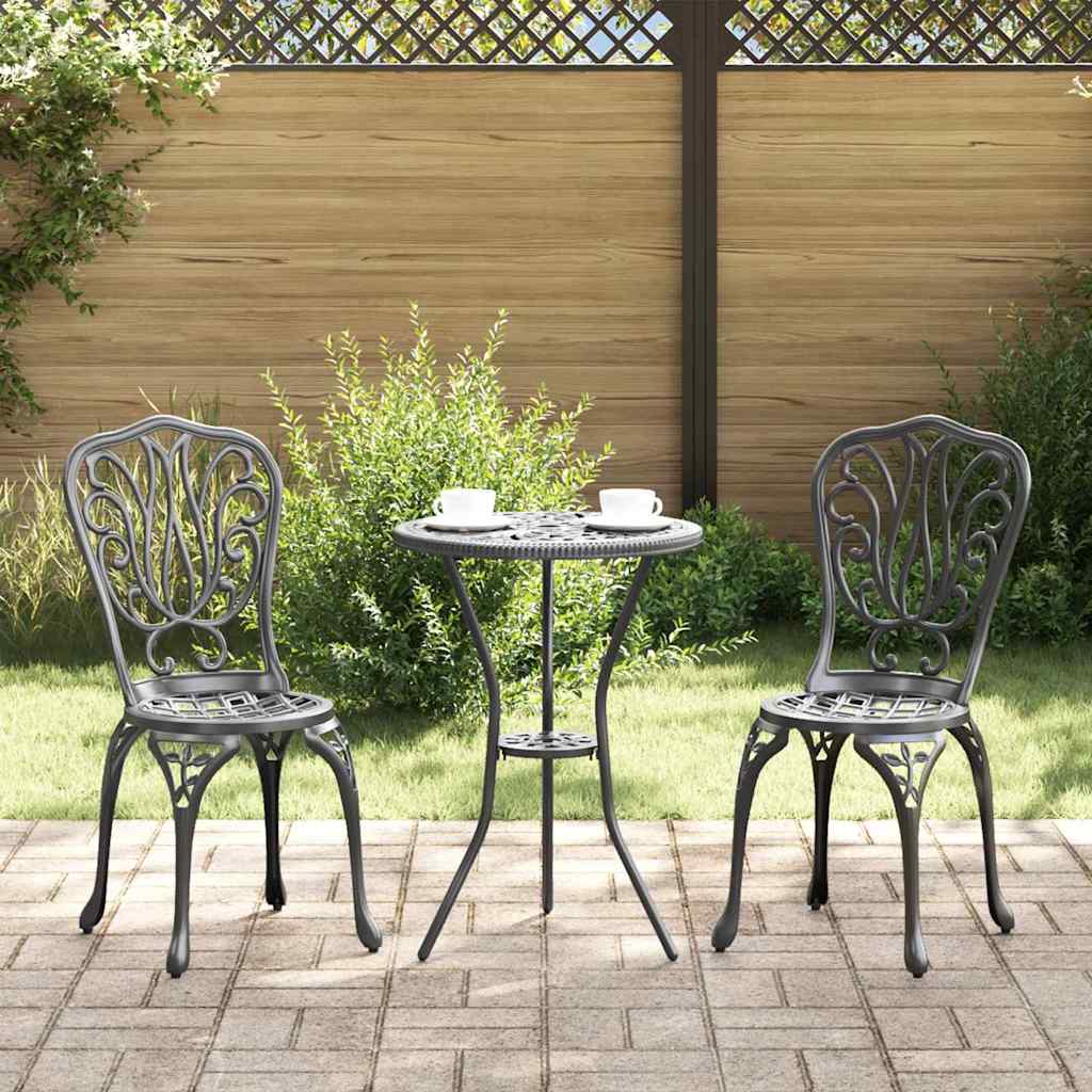 Set Bistro da Giardino 3 pcs Nero Alluminio