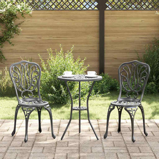 Set Bistro da Giardino 3 pcs Nero Alluminio