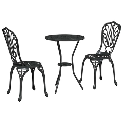 Set Bistro da Giardino 3 pcs Nero Alluminio
