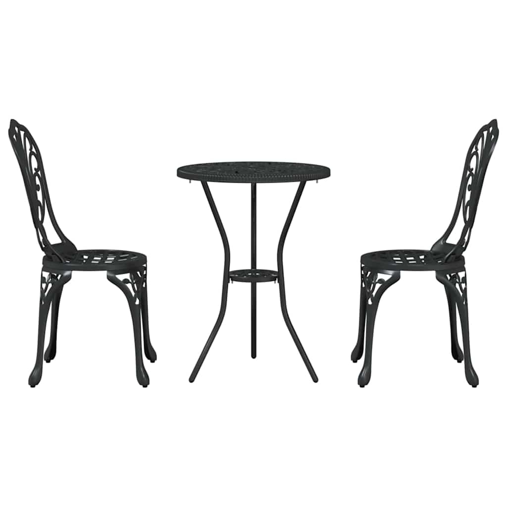 Set Bistro da Giardino 3 pcs Nero Alluminio
