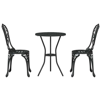 Set Bistro da Giardino 3 pcs Nero Alluminio