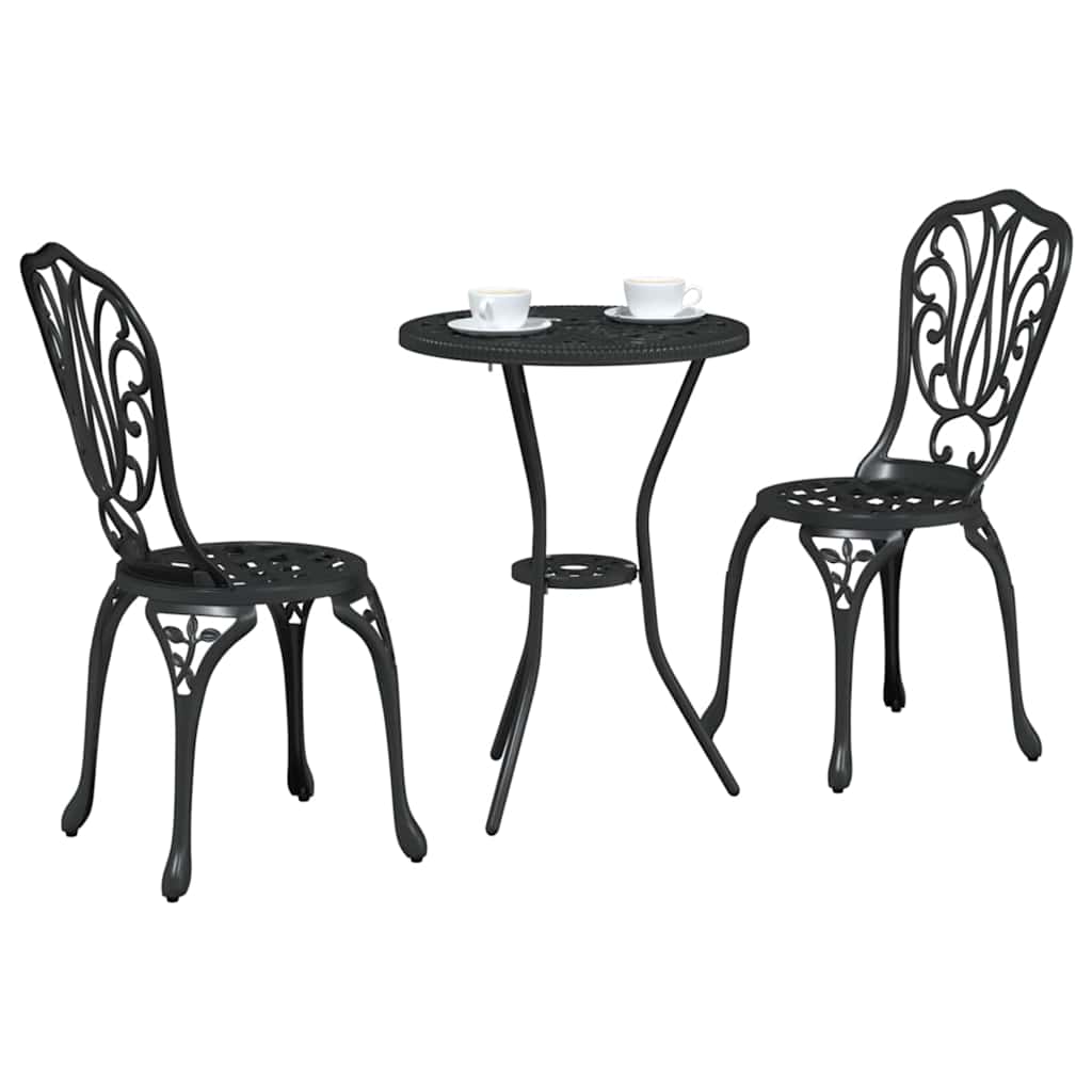 Set Bistro da Giardino 3 pcs Nero Alluminio