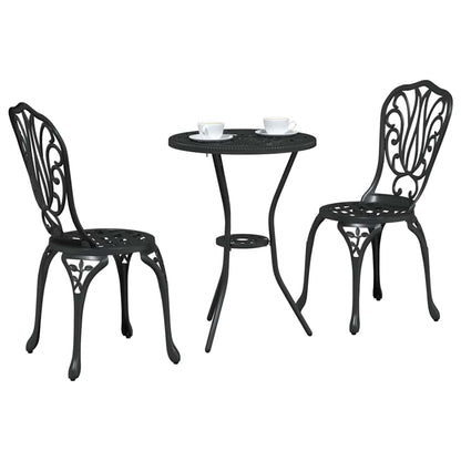 Set Bistro da Giardino 3 pcs Nero Alluminio