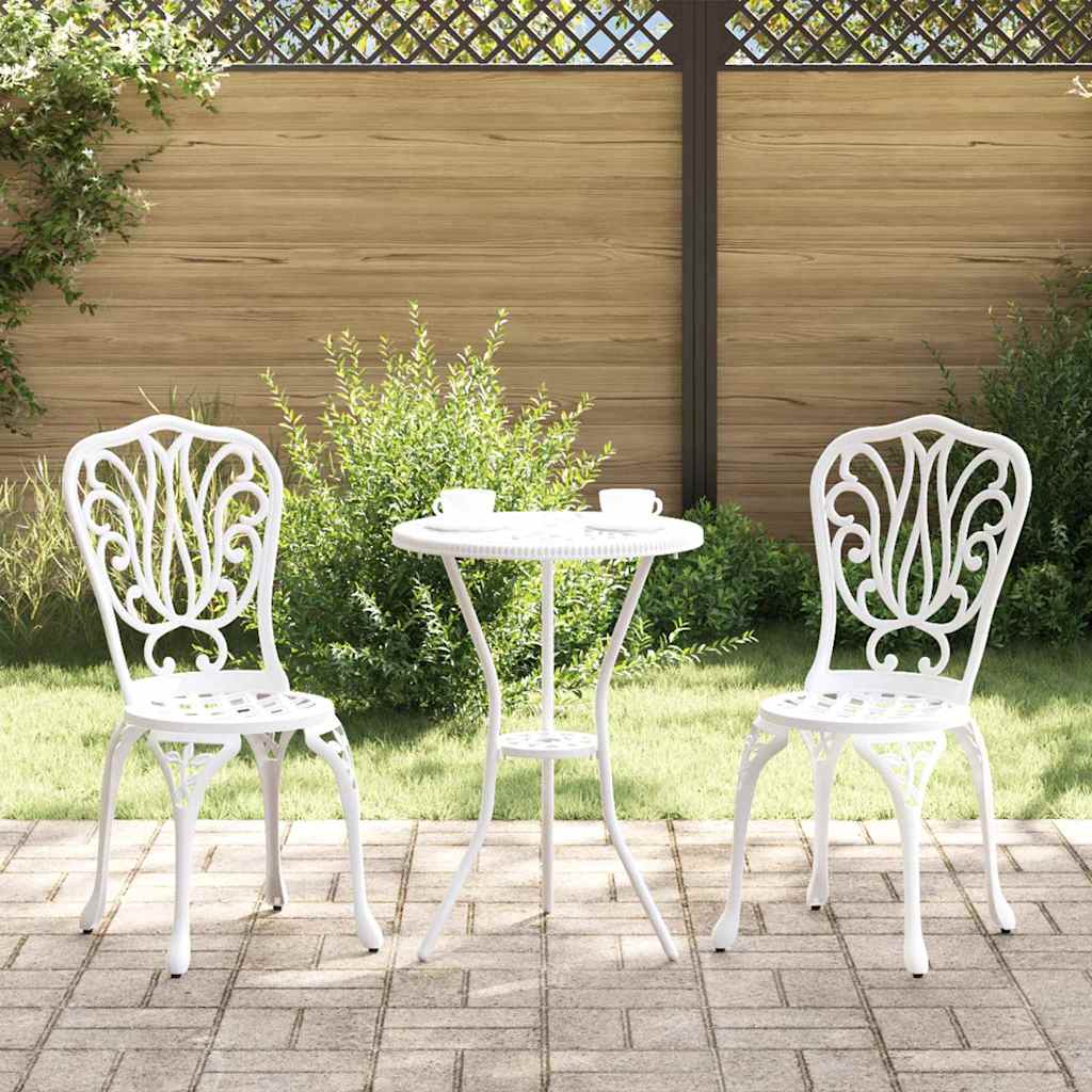 Set Bistro da Giardino 3 pcs Bianco Alluminio