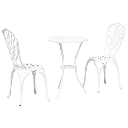 Set Bistro da Giardino 3 pcs Bianco Alluminio