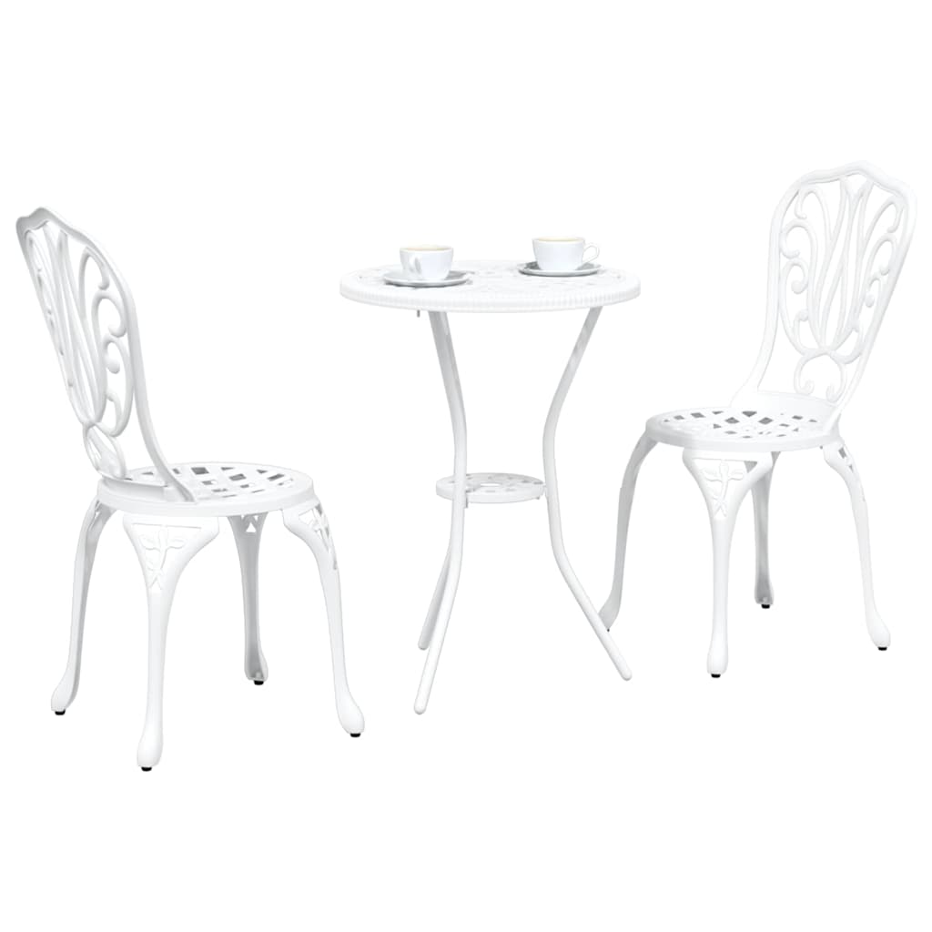 Set Bistro da Giardino 3 pcs Bianco Alluminio