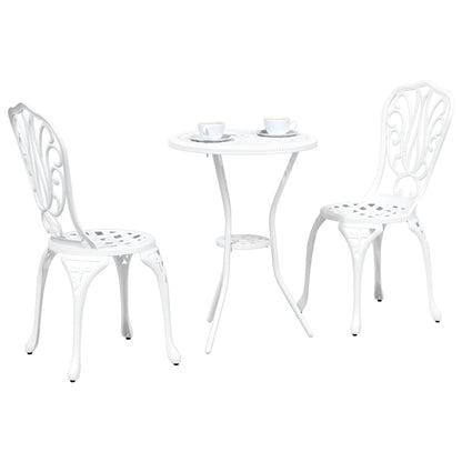 Set Bistro da Giardino 3 pcs Bianco Alluminio