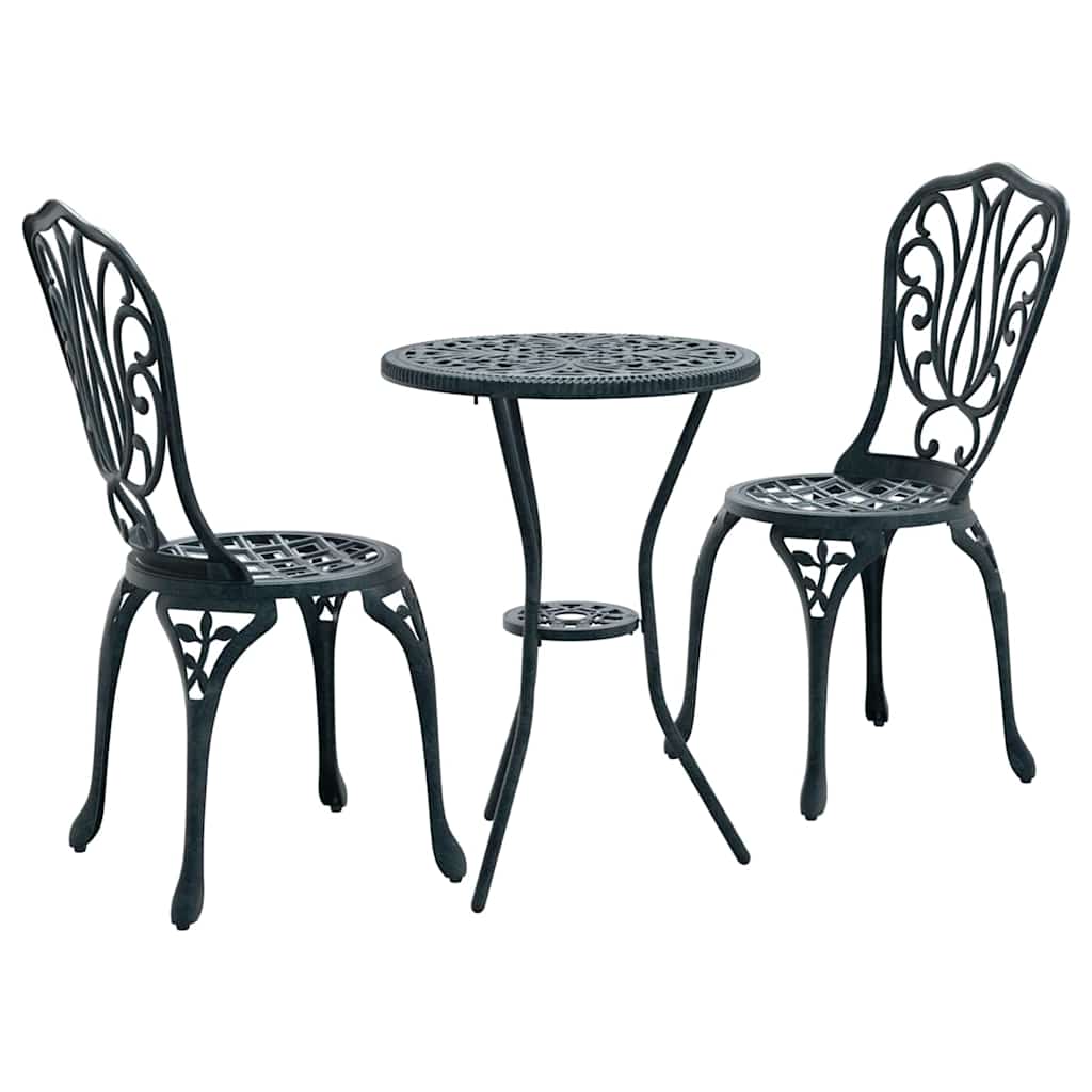 Set Bistro da Giardino 3 pcs Verde Alluminio