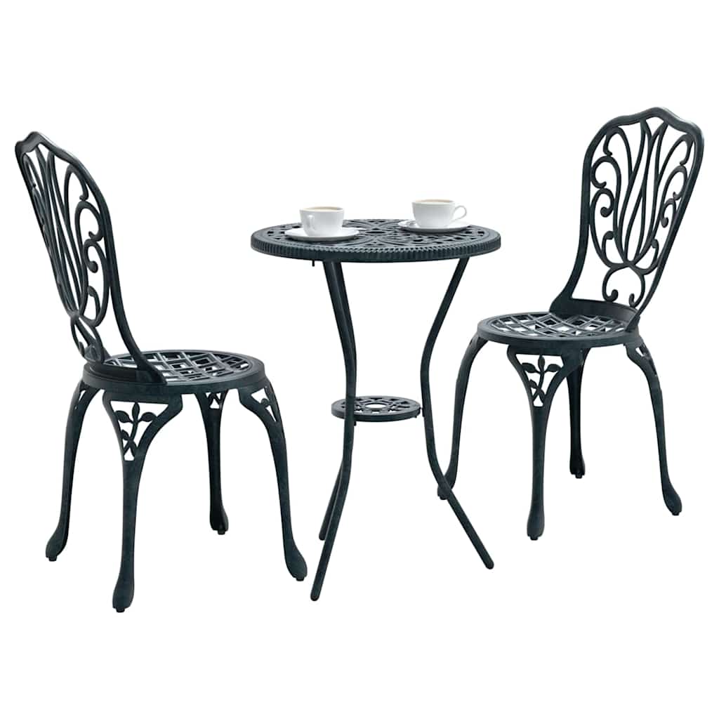 Set Bistro da Giardino 3 pcs Verde Alluminio