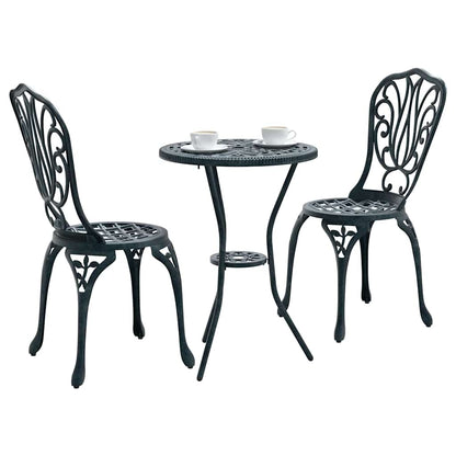 Set Bistro da Giardino 3 pcs Verde Alluminio