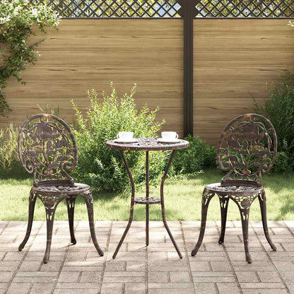 Set Bistro da Giardino 3 pcs Bronzo Alluminio