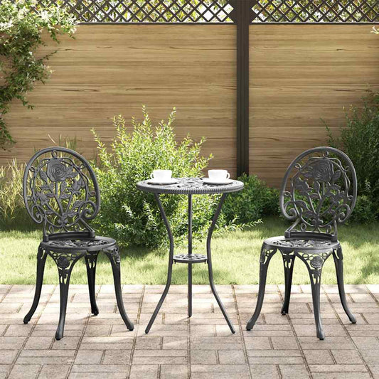 Set Bistro da Giardino 3 pcs Nero Alluminio