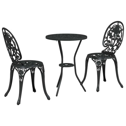 Set Bistro da Giardino 3 pcs Nero Alluminio