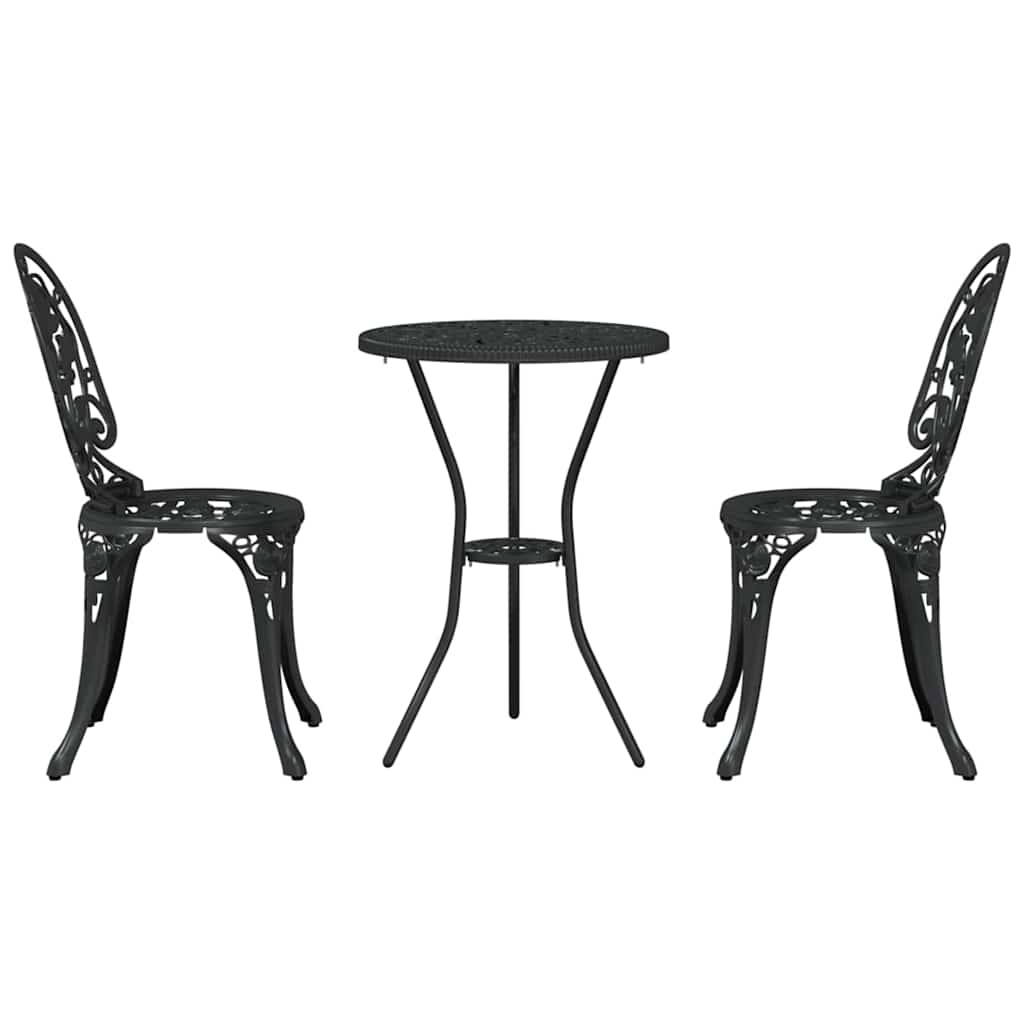 Set Bistro da Giardino 3 pcs Nero Alluminio