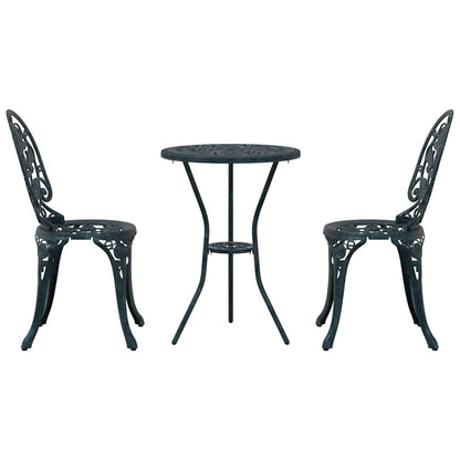 Set Bistro da Giardino 3 pcs Verde Alluminio