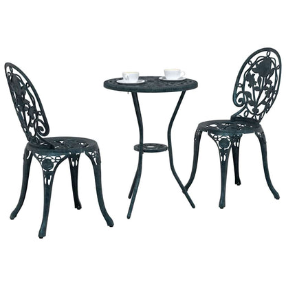 Set Bistro da Giardino 3 pcs Verde Alluminio